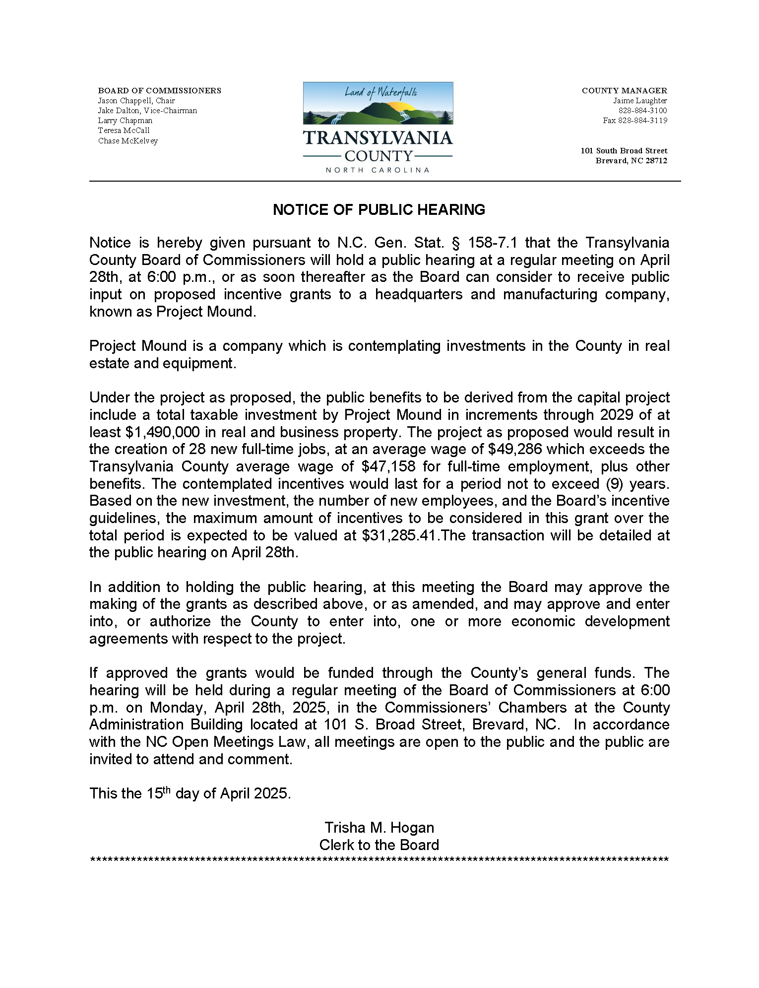 Public Hearing Notice 1